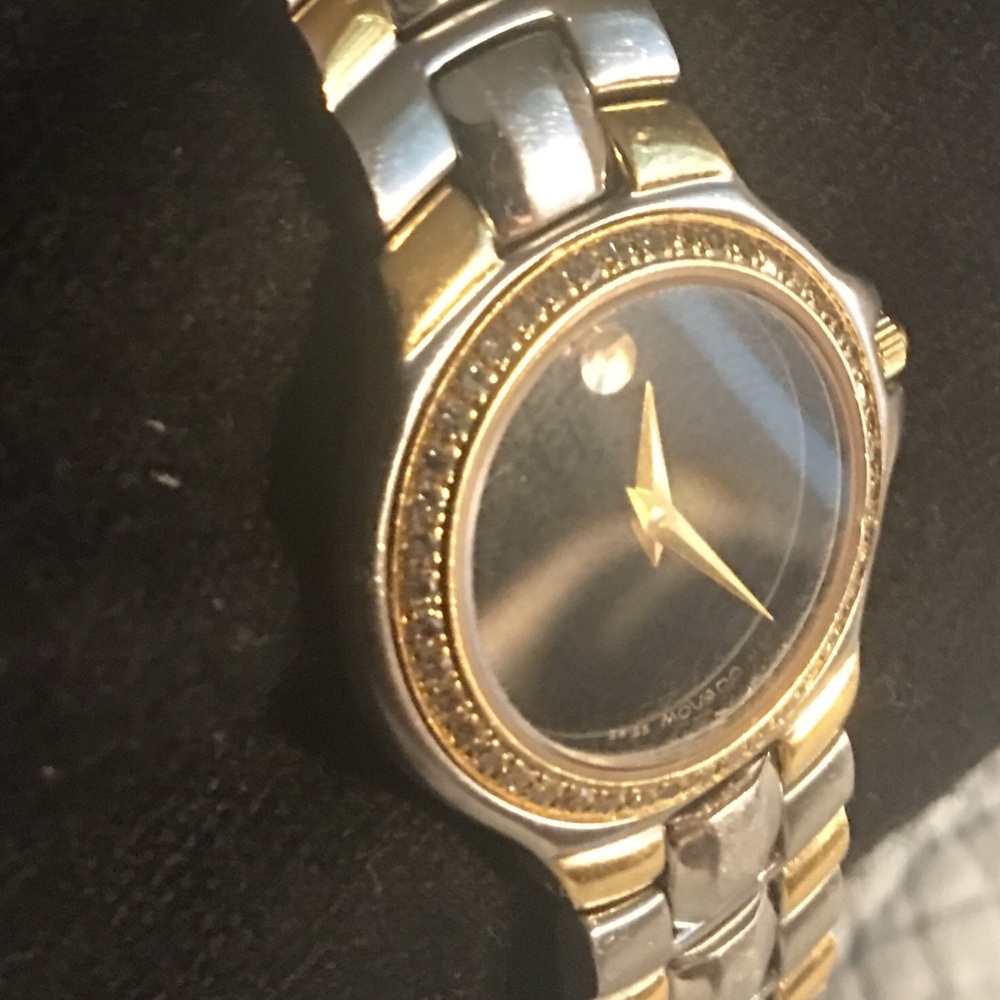 Movado “VERY RARE” Two-Tone Diamond Bezel Watch